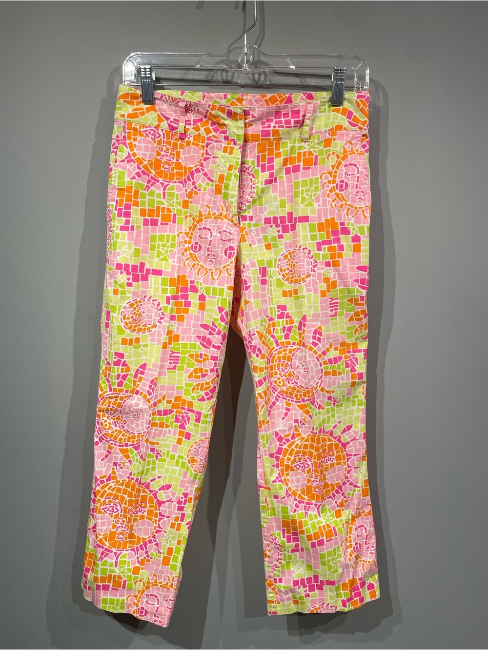 Lilly Pulitzer Mosaic Print Capri Pants - Pink, Orange & Lime size 2